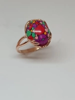 Кольцо бижутерное со вставкой "оникс арлекин"