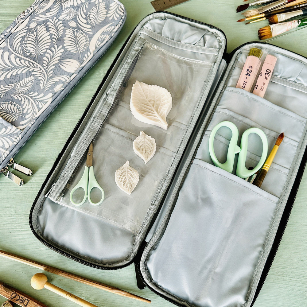 Органайзер пенал для спиц, проволоки, стеков и других инструментов для рукоделия (голубой, на молнии)