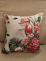 Декоративный гобеленовый чехол для интерьерной подушки Пёстрый Пиги 38*38