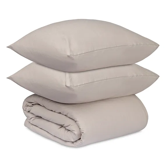 Комплект постельного белья изо льна и хлопка серо-бежевого цвета из коллекции essential, 150х200 см