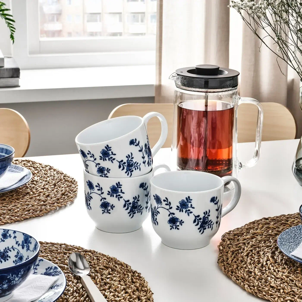 Набор кружек IKEA ENTUSIASM (ЕНТУСИАСМ), Синий, Белый, 500 мл, 2 шт