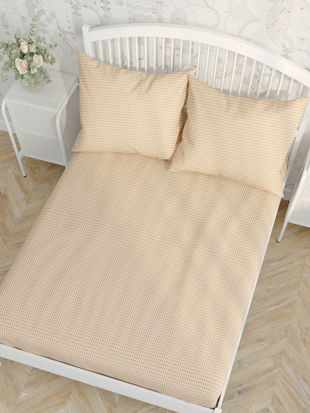 Постельное белье Сказка "Скандинавия/Вязание" 2-спальный Наволочка 50х70 см 2 шт Простынь на резинке 160х200 см Пододеяльник 175х215 см, перкаль