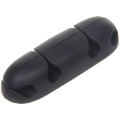 Держатель для проводов на липком слое «ДОМАНИЯ», 4 порта, цвет черный, 6,3*2см ( упак. ZIP пакет)