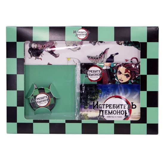 Подарочный набор Клинок, рассекающий демонов / Demon Slayer (Набор Магнитов, Значок, Наклейки)