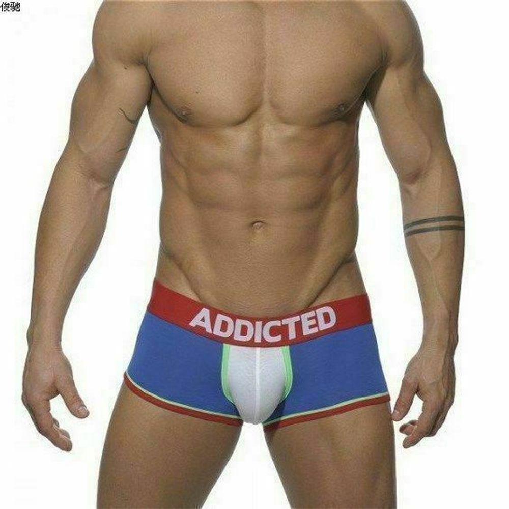 Мужские трусы джоки боксеры синие с белой вставкой Seobean Addicted