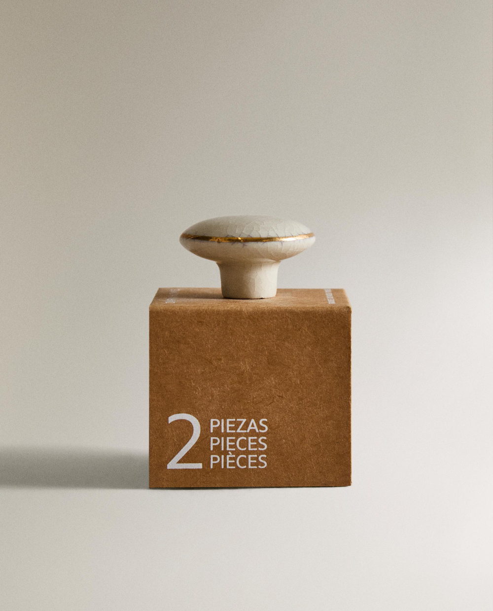 Мебельная ручка Zara Home, 4х4х5.5 см, керамика, золотой, 2 шт., 6364/555