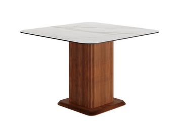 Квадратный обеденный стол DRAGON с матовой керамикой, опора шпон