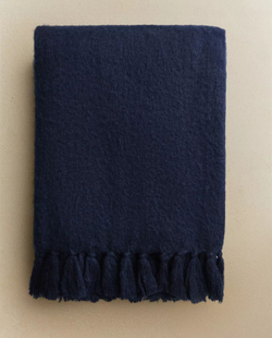 Zara Home - Шерстяной плед, синий, 140x190 см