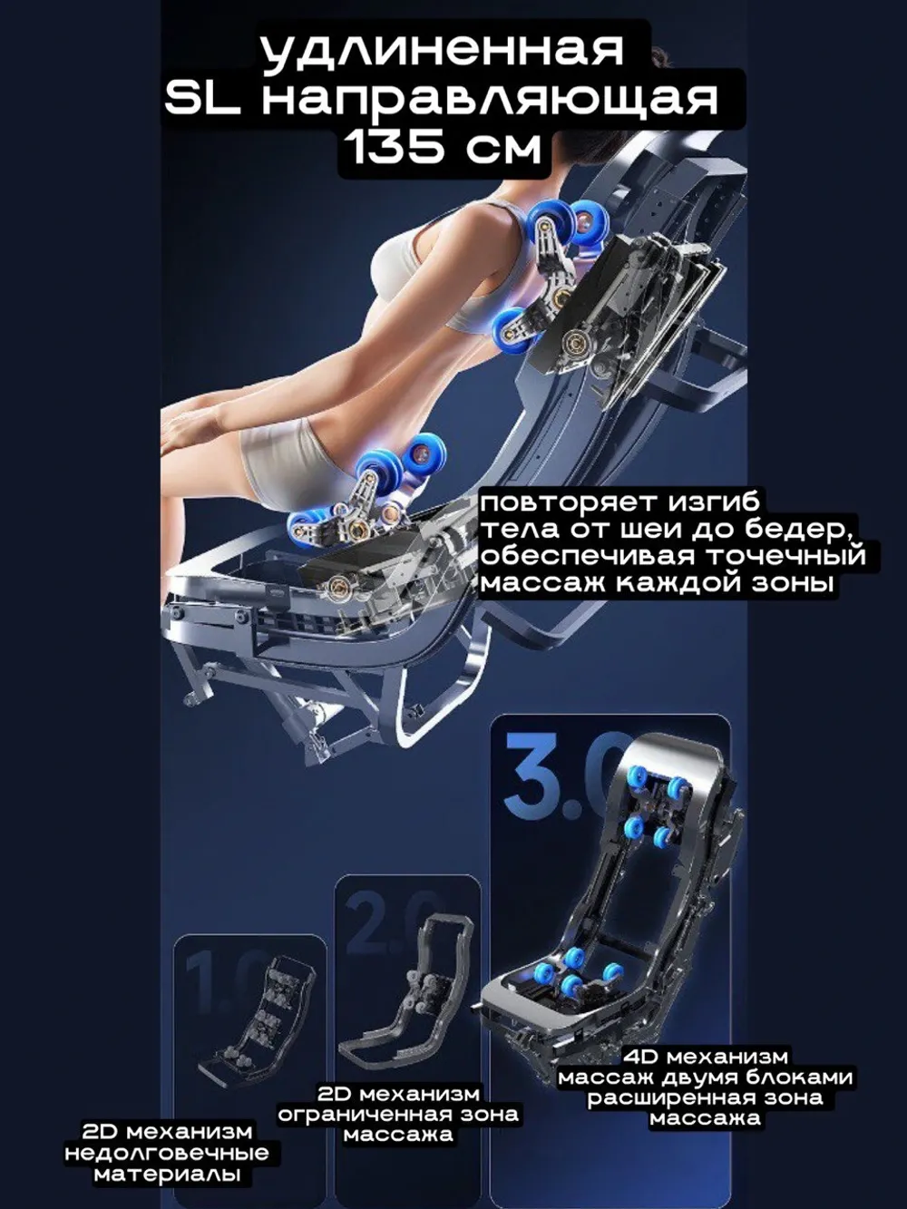 Массажное кресло GTRacer GT-L39S черное золото