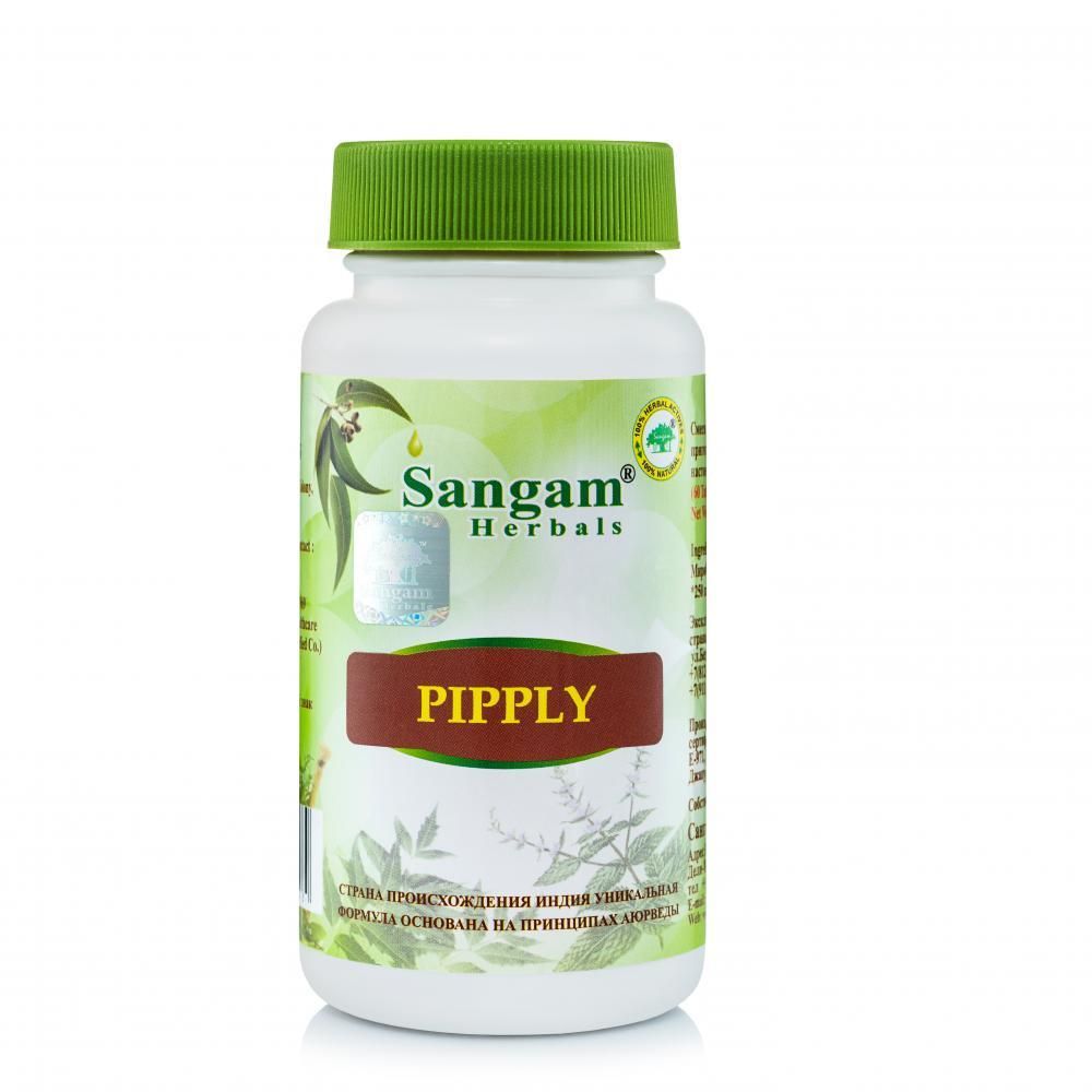 Sangam Herbals Пиппали смесь сухого растительного сырья Pipply 750 мг 60 таб