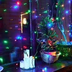 ULD-C2030-240-TBK MULTI IP67 Занавес светодиодный с эффектом мерцания. 3х2м. Соединяемый. 240 светодиодов. Разноцветный свет. Провод черный. TM Uniel.