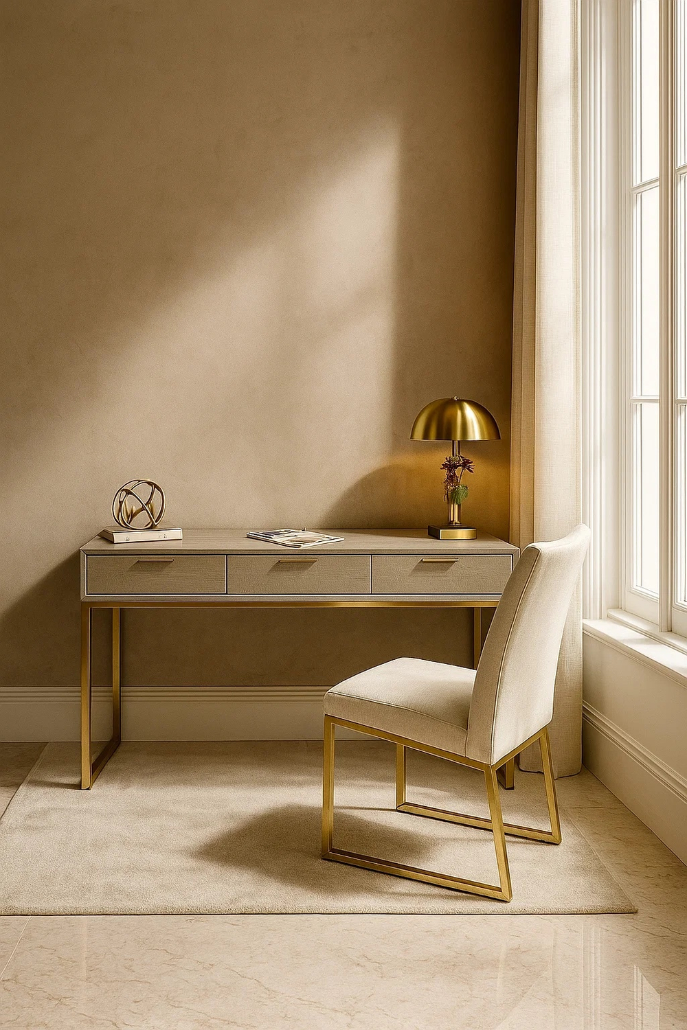 Стол-консоль Ist Casa Логан с 3-мя ящиками, 150х50х78 см, светло-серый