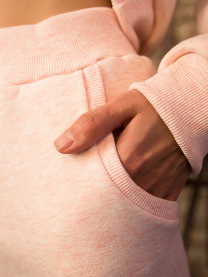 Костюм с капюшоном из футера с начесом   - розовый меланж