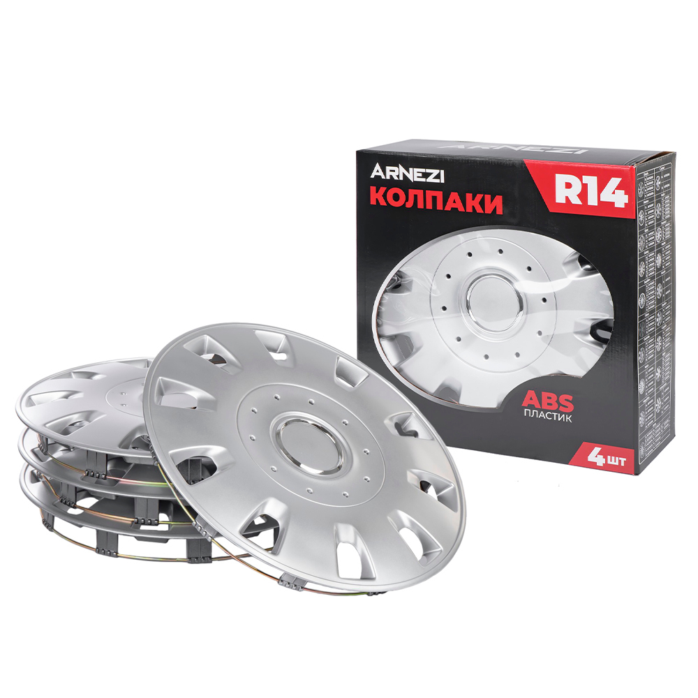 Колпаки R14 Maffei 4шт (серебристые) ABS-пластик ARNEZI A0702030
