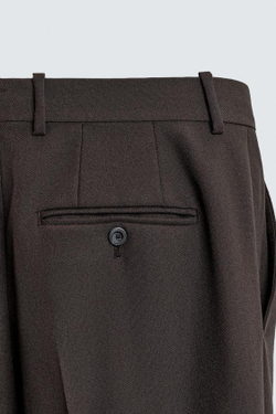 ZARA БРЮКИ ИЗ 100% ШЕРСТИ С ЗАЩИПАМИ, КОРИЧНЕВЫЙ