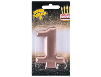 Свеча -цифра "1" Розовое золото