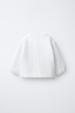 ZARA КУРТКА СО ШВЕЙЦАРСКОЙ ВЫШИВКОЙ, ЦВЕТ ВЫБЕЛЕННОГО ЛЬНА