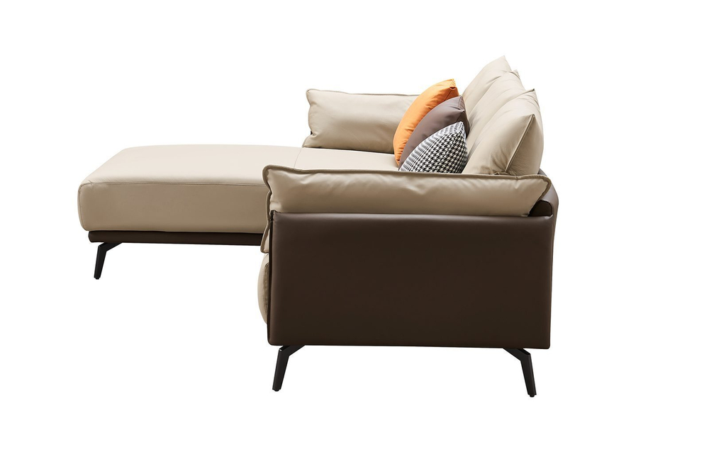 Диван ELEGANTE NAPPA SF015 угловой (3-х местный левый угол) бежевый/коричневый