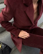 Жакет классический вельветовый, Бордовый