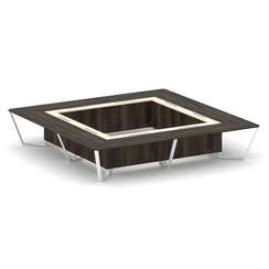 Steel Meet Стол переговорный квадратный KM-PR.B.SP-20K2 Дуб Мали/Ваниль Глянец/Металл Белый 4000*400