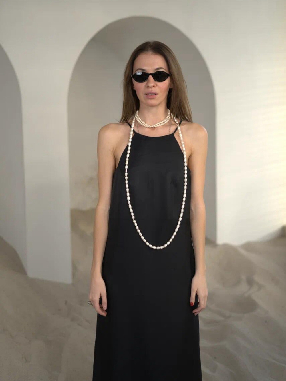 Платье макси черный шёлк