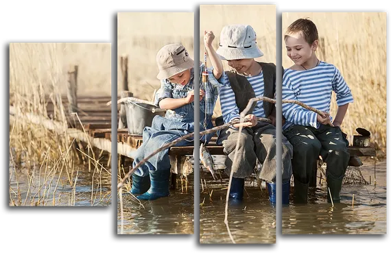 Модульная картина "Юные рыбаки"