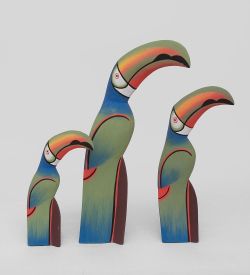 90-091 Статуэтка «Зеленый Тукан» набор из трех 40,30,20 см