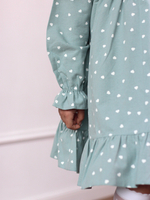 Платье из фланели с длинным рукавом «Сердечки», цвет мятный