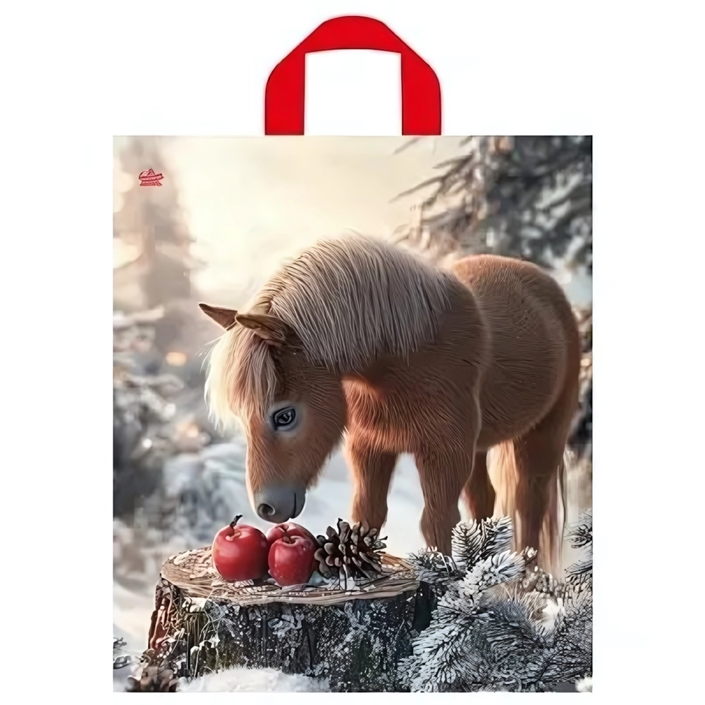 Пакет ПЭ с петлевой ручкой 43.5х38см (35) (Пони с яблоками) НГ Тико (х50/500)