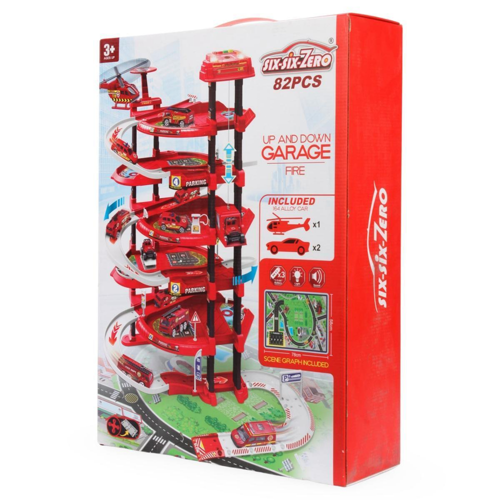 Набор "Паркинг" парковка многоуровневая, 82 дет., в комп. машинки, вертолет, свет. и звук. эффекты,