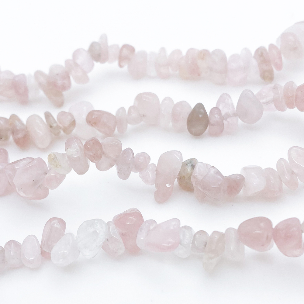 Розовый кварц, крошка 4-8 мм, цена за нить 38 см