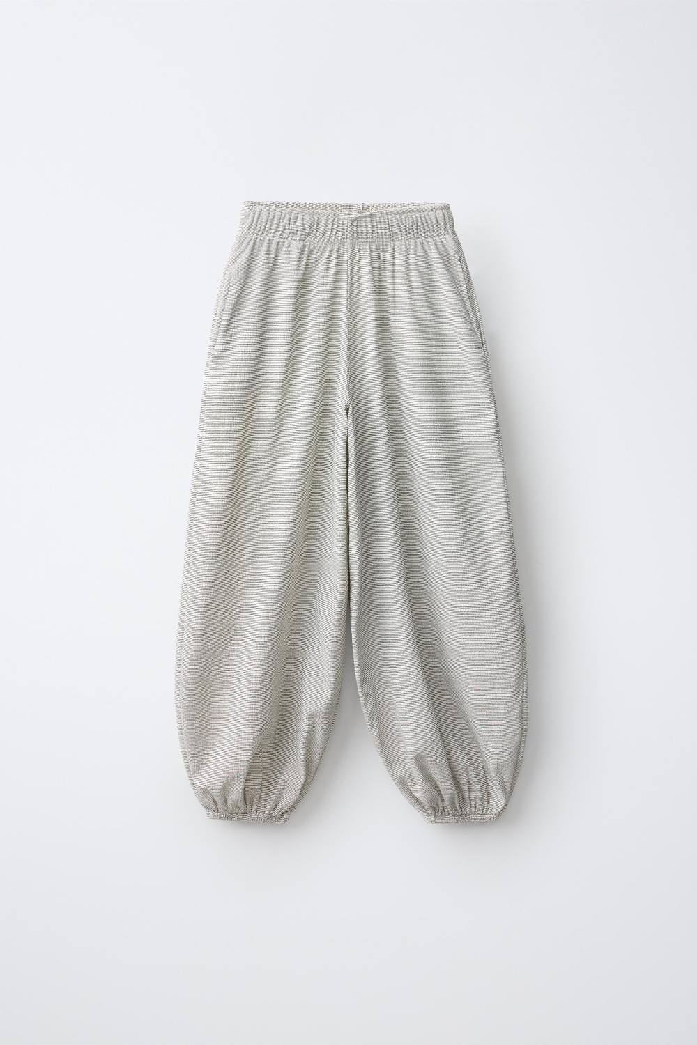 ZARA БРЮКИ-ШАРОВАРЫ ИЗ ЖАТОЙ ТКАНИ, ЭКРЮ