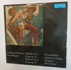 Винтажная виниловая пластинка LP L. V. Beethoven Бетховен Gewandhausorchester Leipzig, Kurt Masur Sinfonie Nr. 1, Sinfonie Nr. 8 (ГДР 1975)