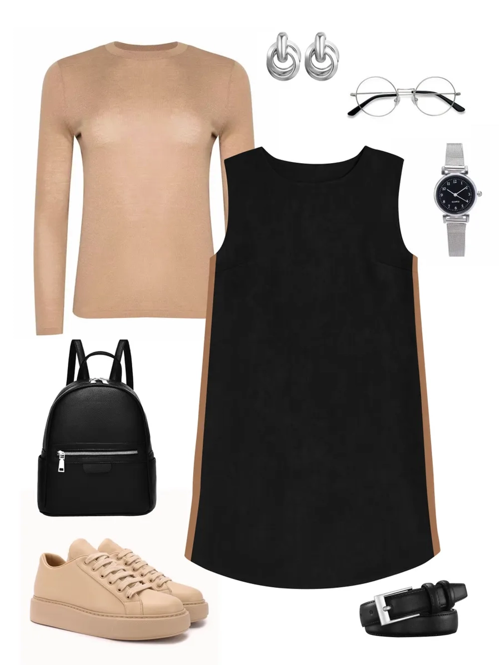 Платье сарафан офисное замшевое А силуэт с лампасами