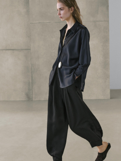 Massimo Dutti Атласная рубашка, темно-синий