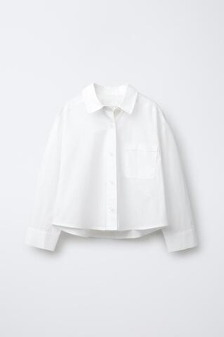 ZARA РУБАШКА ИЗ ПОПЛИНА С КАРМАНОМ, БЕЛЫЙ