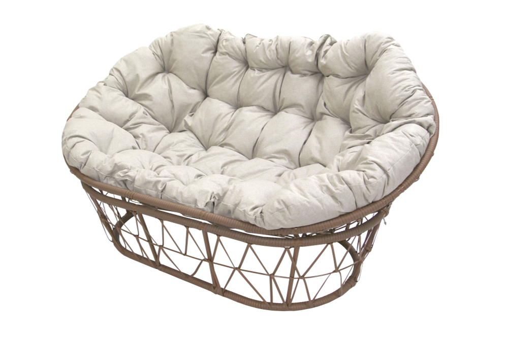 Диван Garden story Мамасан ротанг искусственный 1 уп (корзина бежевая+подушка бежевая+подставка беж) (М)