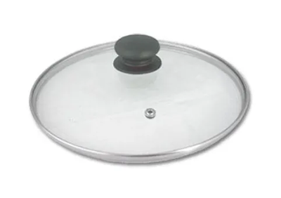 Крышка с ручкой стеклянная с метал/обод 30 см низ.