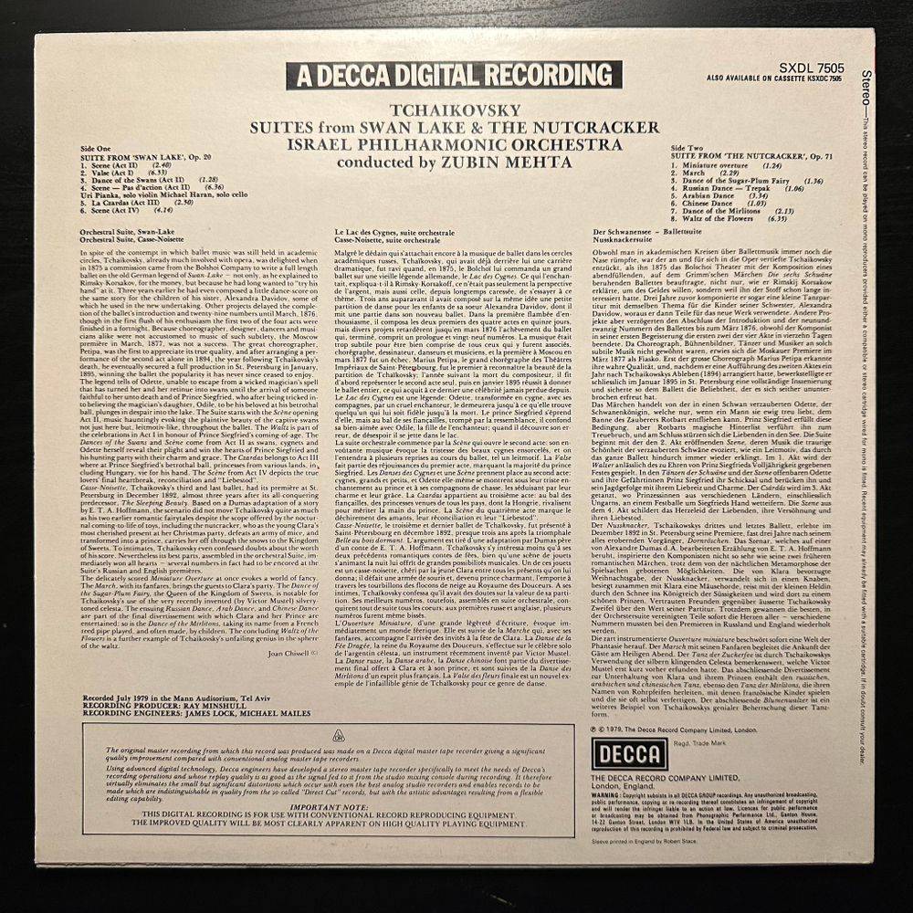 Чайковский - Сюиты Лебединого озеро / Щелкунчик (Англия 1979г.)