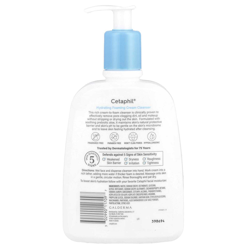 Cetaphil, Увлажняющий очищающий крем-пенка, 473 мл (16 жидк. Унций)