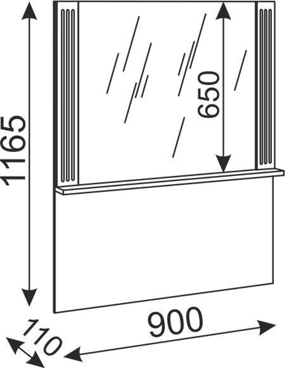 Туалетный столик с зеркалом, ящиками Белый Поры Дерева, Тиффани, 90х35х75 см RINNER мебельная фабрика