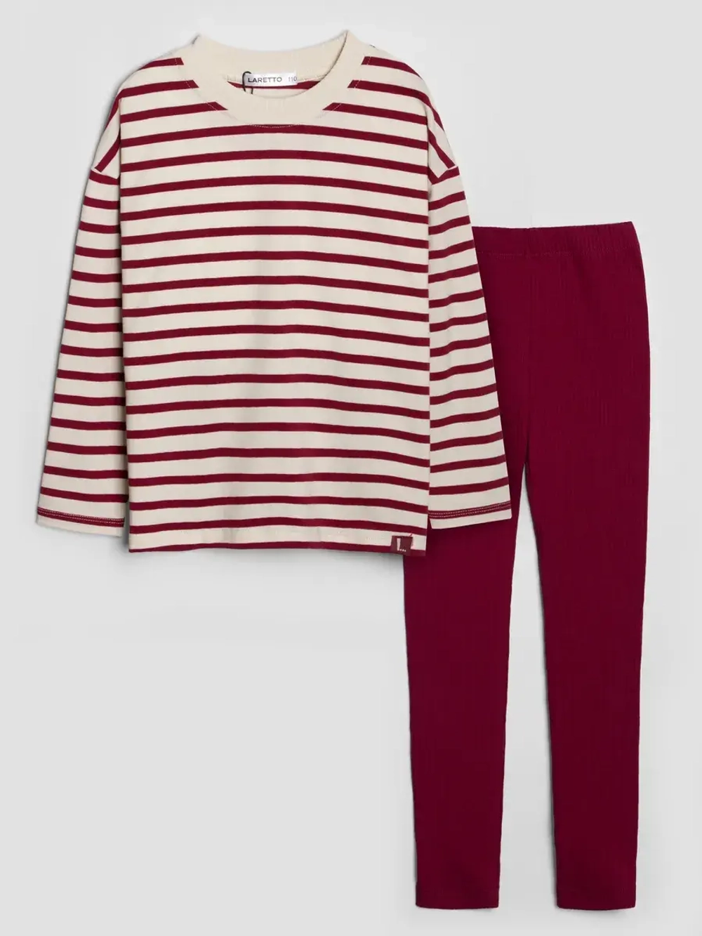 Костюм для девочки в полоску с леггинсами