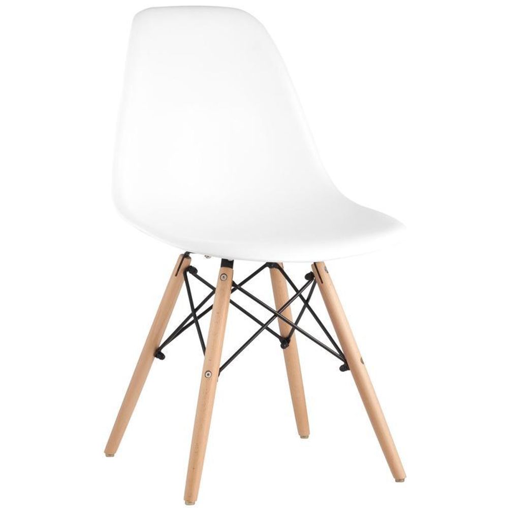 Стул для столовых Eames белый (пластик, металл/натуральное дерево)