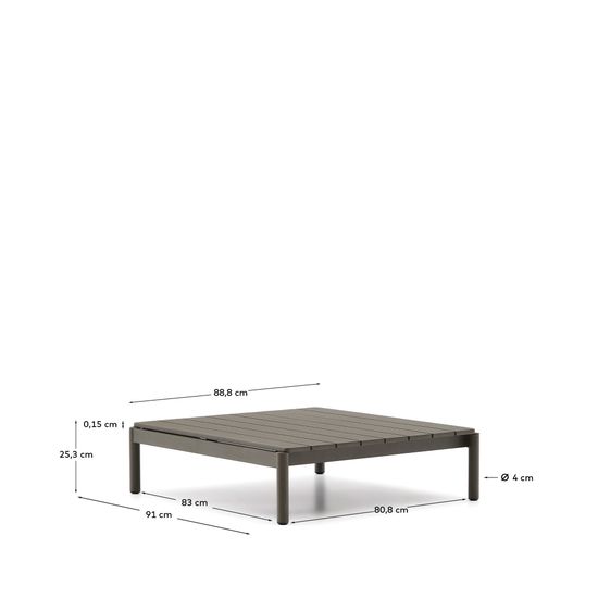 Журнальный столик Sorells из зеленого алюминия 89 x 91 см