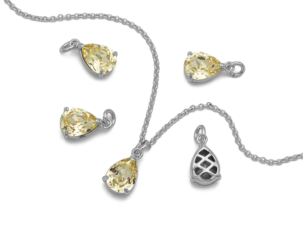 Подвеска Капля-мини с кристаллом, 10,5мм