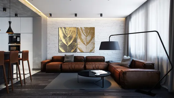 Модульная картина "Листья в золоте"