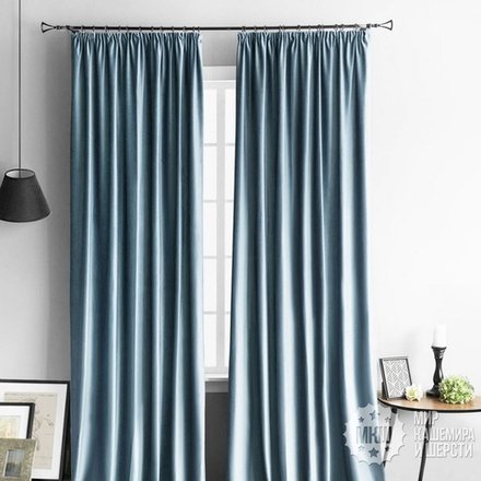 Готовые шторы и покрывало в комплекте БАРХАТТ (арт. BL10-765-07) - голубой