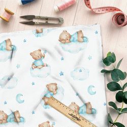 Ткань футер 2-х нитка сонные медвежата