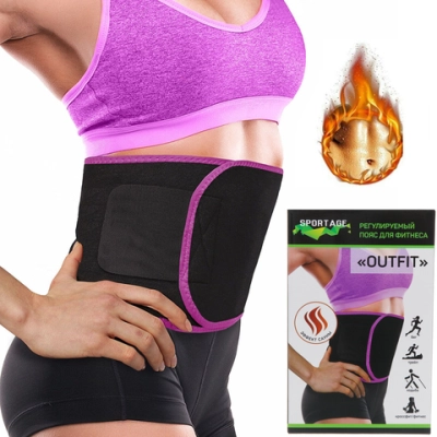 Пояс для похудения «Outfit», размер L, (ST-24118), Черный/розовый