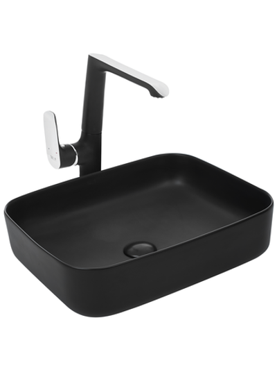 Раковина накладная (матовая черная) WeltWasser WW  ELBACH 2195 MB 500х390х140